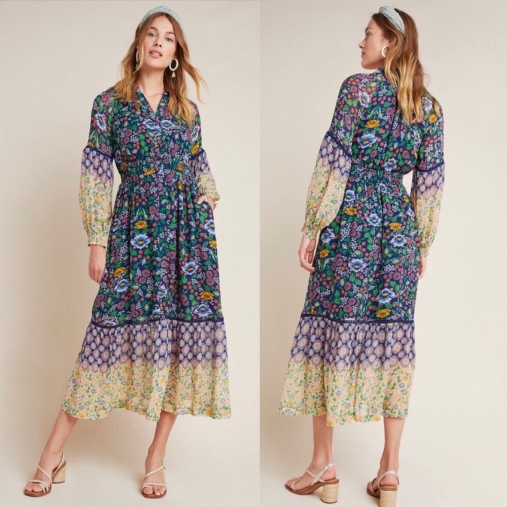 Anthropologie Maeve Ondine Floral Maxi Dress